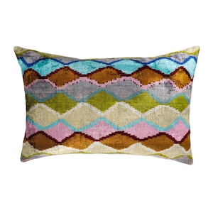Beverly Hills Handmade Silk Velvet Ikat Throw Pillow Cover 16 X 24