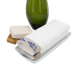 Guest Towels With Blue Lavender Borders, Set of 2