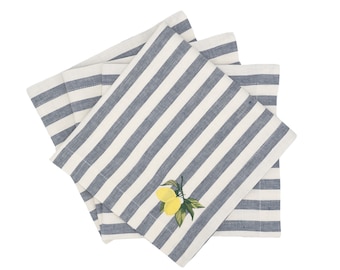 Linen Napkins With Lemon Embroideries, Set of 4
