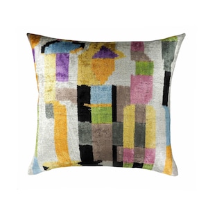 Marco Silk Velvet Ikat Throw Pillow Cover 24 X 24