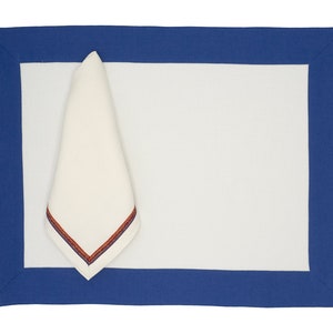 40x50 cm White Linen Placemats With Red Borders 15''X 20''