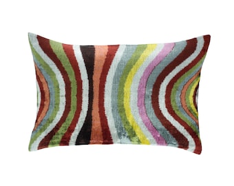Pauli Silk Velvet Ikat Pillow, 16" X 24" Case Only