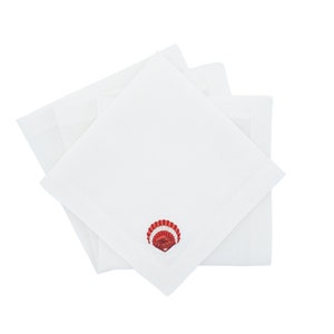 Linen Napkins With Red Shells, Set of 4