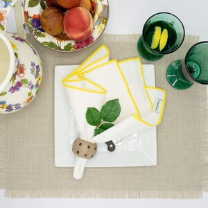 Beige Placemats With Fringes, Set of 4