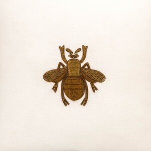 White Bee Cotton Throw Pillow, 12" X 12"
