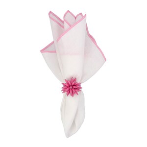 Linen Napkins With Pink Stitch Edges Set of 4