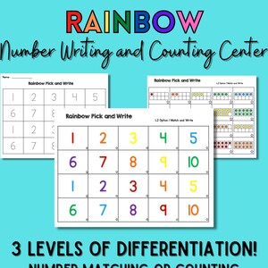 Centro di scrittura e conteggio dei numeri / Scegli e scrivi arcobaleno