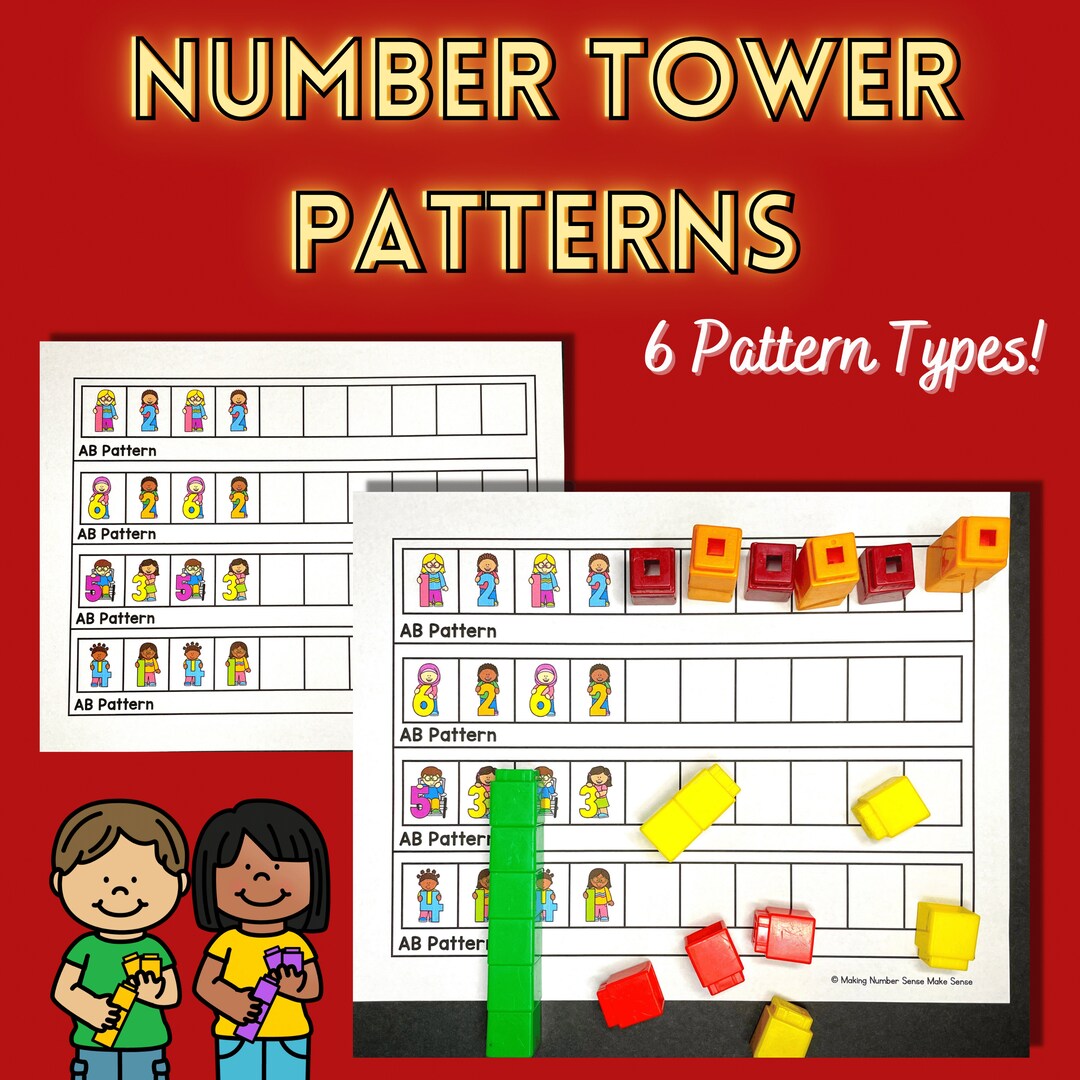 Number Tower Pattern Math Center | Extend the Pattern | - Etsy