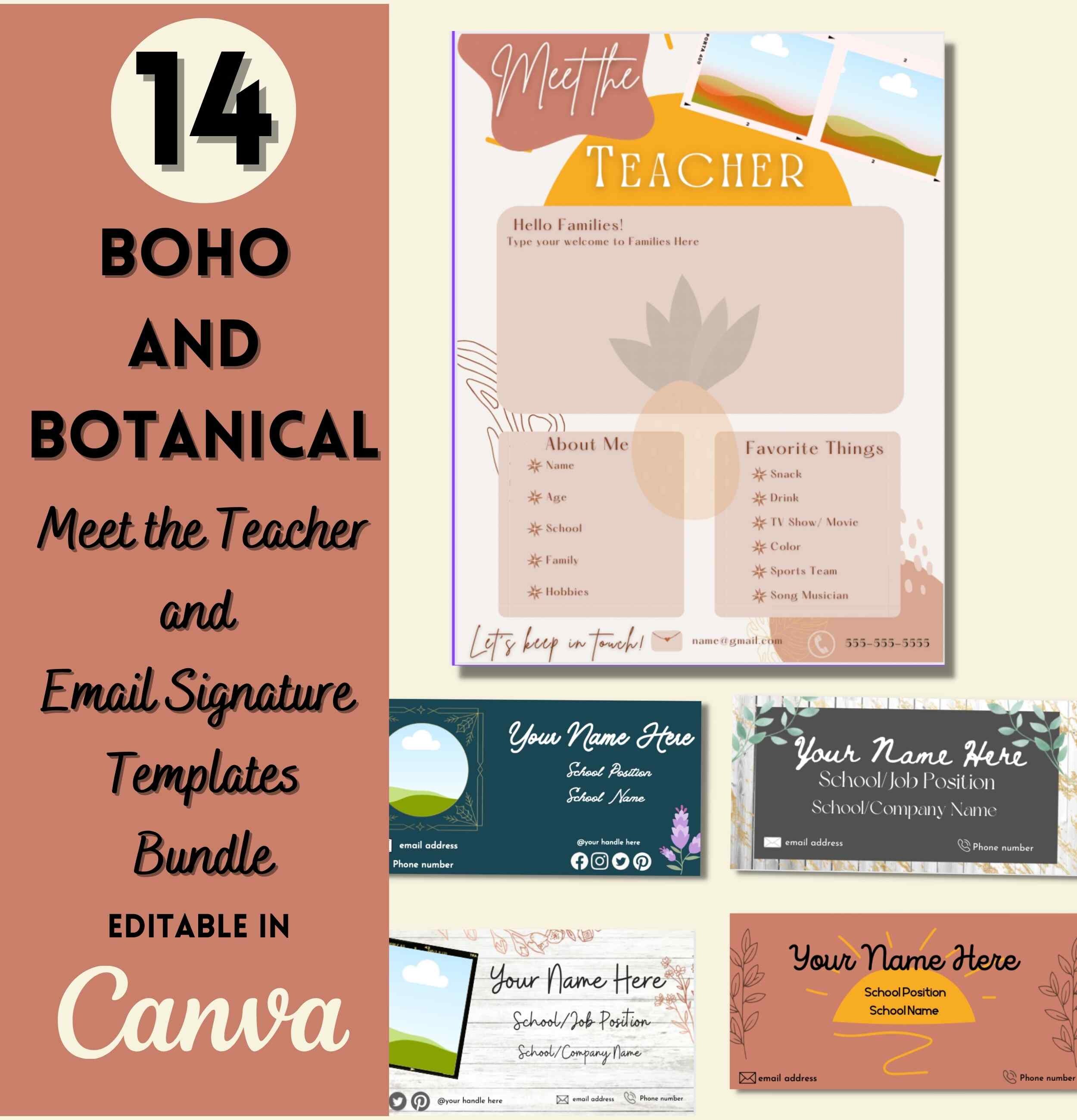 Boho Meet the Teacher Template | Boho Email Signature Templates ...
