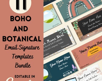 Boho en botanische bundel met e-mailhandtekeningensjabloon voor docenten en professionals | Bewerkbaar en aanpasbaar