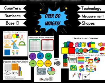 Math Centers Clip Art Images For Rotation Charts / Digital o Print