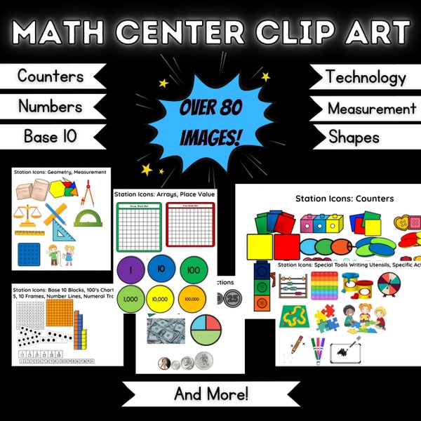 Math Centers Clip Art Images For Rotation Charts | Digital or Print