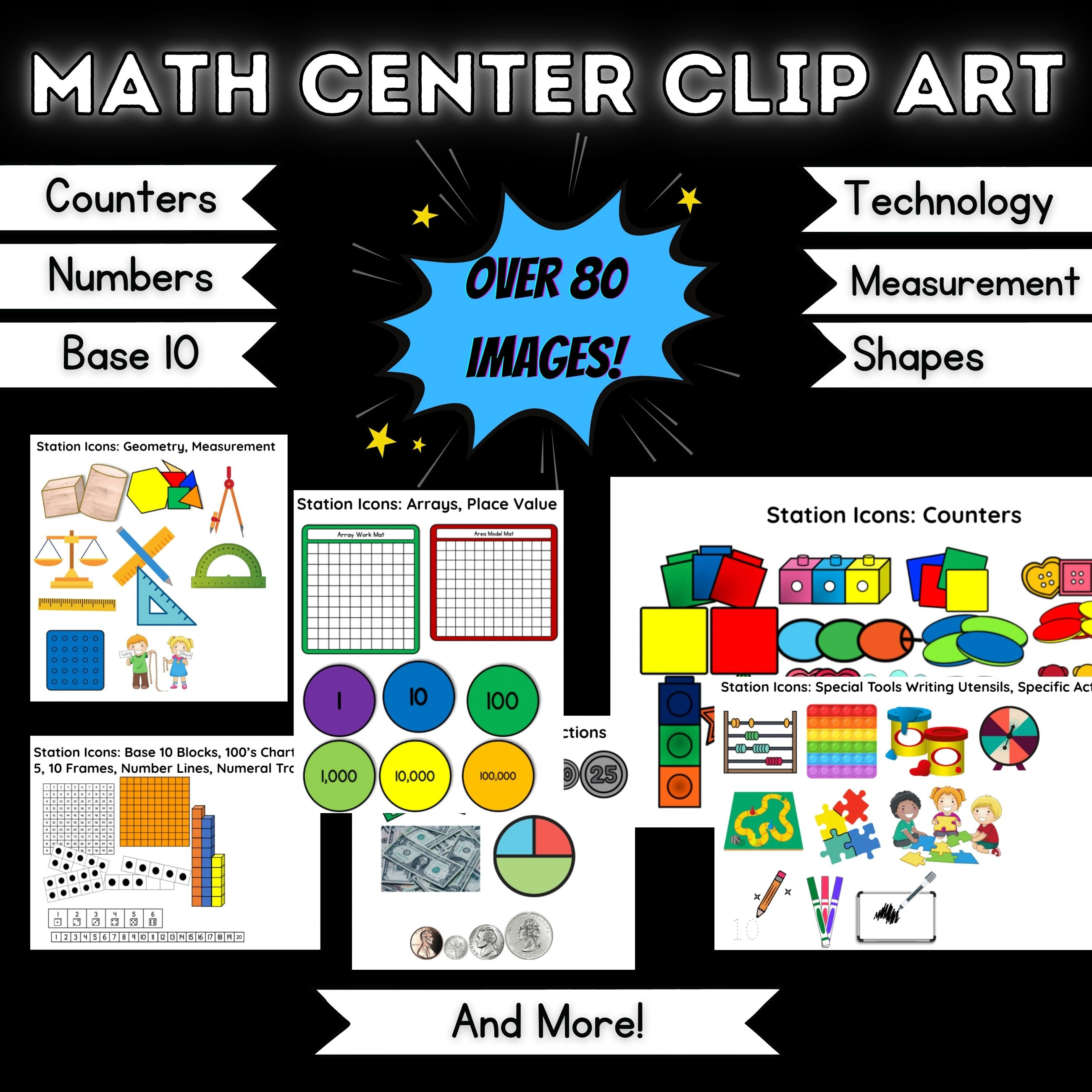 Math Centers Clip Art Images for Rotation Charts Digital or Print Etsy