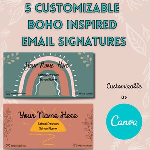 Boho Inspired Email Signature Template for Teachers and Professionals | Editable and Customizable