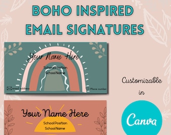Op boho geïnspireerde sjabloon voor e-mailhandtekeningen voor docenten en professionals | Bewerkbaar en aanpasbaar