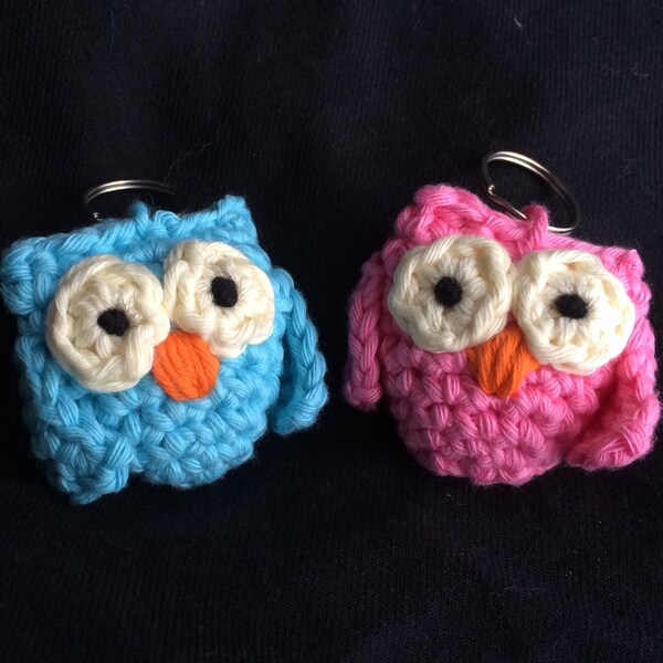 Crochet Owl Keychain Etsy UK