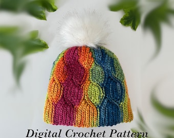 Cable optic crochet hat pattern (English language)