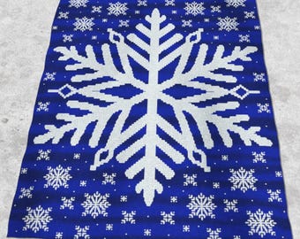 Mosaic Crochet Snowflake Blanket Pattern (English Language)