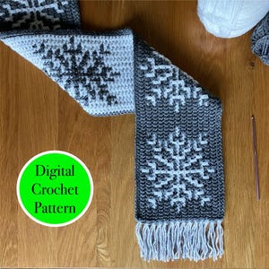 Snowflake Scarf Crochet Pattern for Mosaic Overlay Crochet (English language)