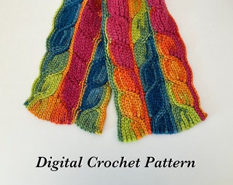 Cable optic crochet scarf pattern, also suitable for blankets