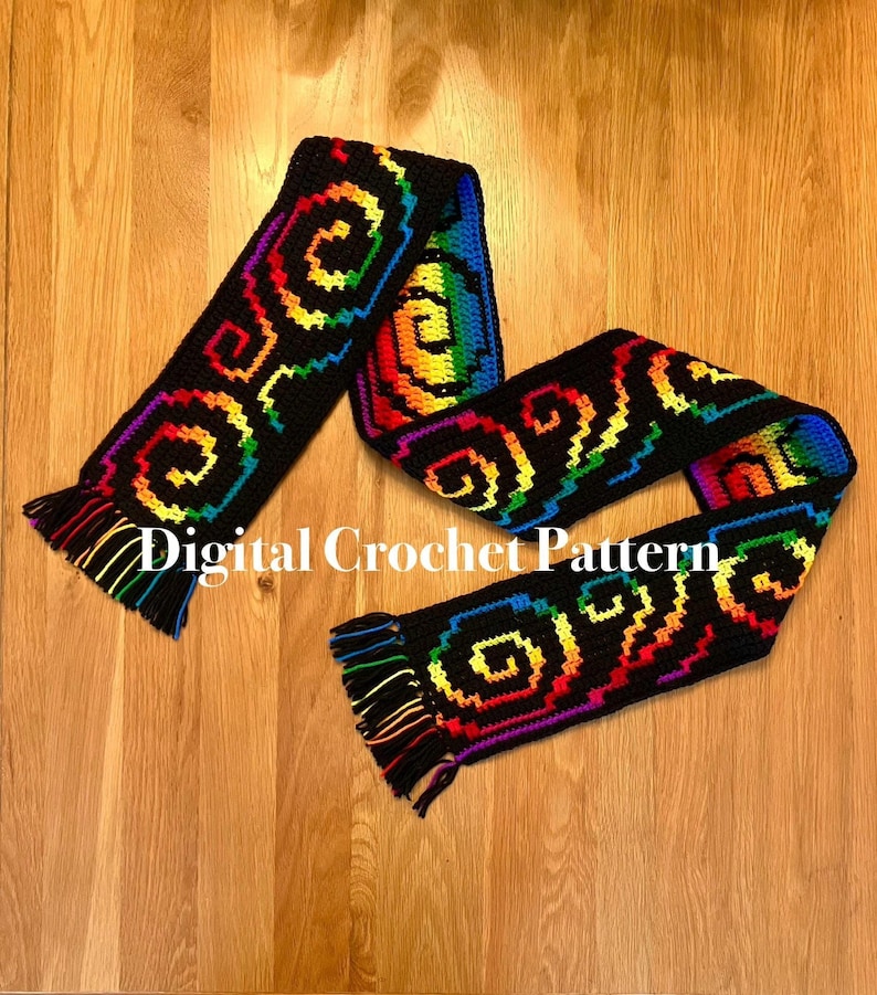 Swirl Scarf Crochet Pattern for Mosaic Overlay Crochet Etsy