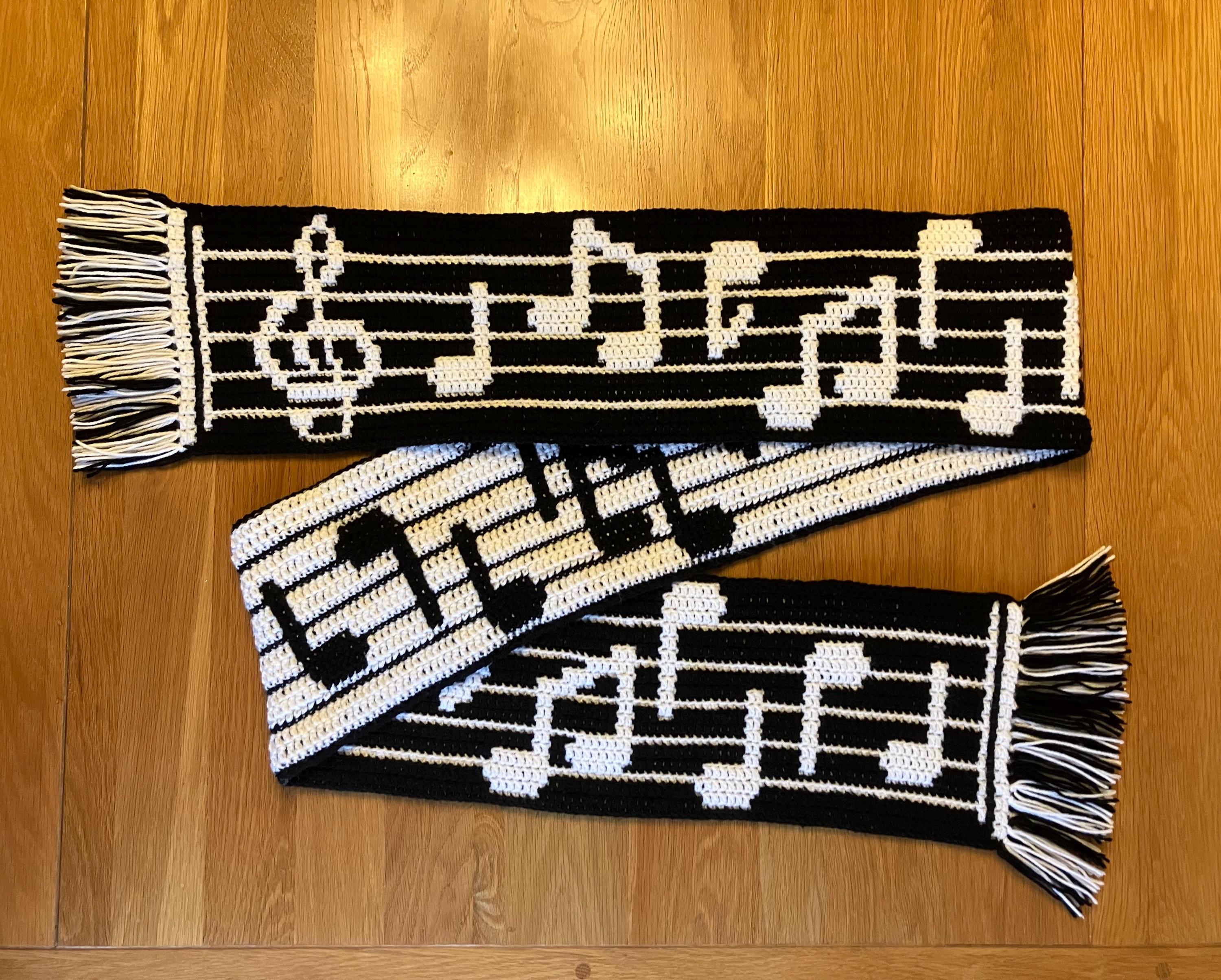 Music Scarf Crochet Pattern for Mosaic Overlay Crochet (english