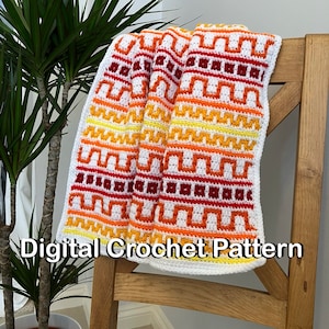Blanket Pattern for Mosaic Overlay Crochet &quot;Jumpy Stripes&quot;
