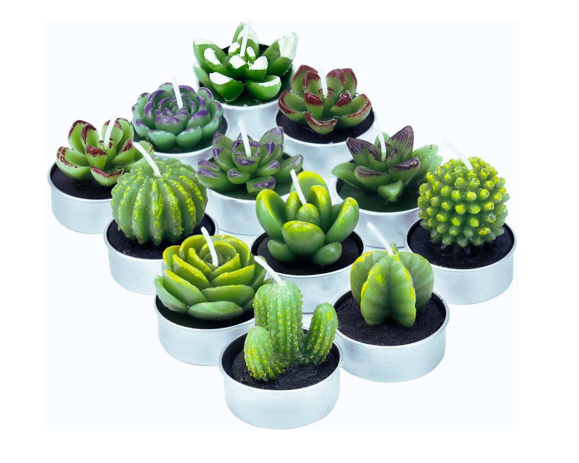 12 Pcs Cactus Tealight Candles, Handmade Delicate Succulent Cactus Candles, Flameless Aromatherapy, 12 Designs Spa Mini Candles 12 Pcs Cactus Tealight Candles, Handmade Delicate Succulent Cactus Candles, Flameless Aromatherapy, 12 Designs Spa Mini Candles