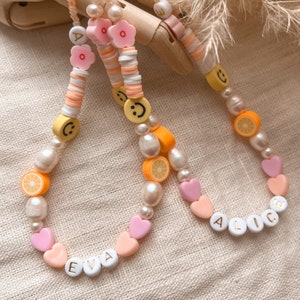 Mobile pearlchains (customizable) in many different colours (colourful, orange, yellow, pink) Phone Charm