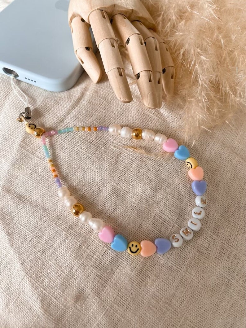 Mobile pearlchains (customizable) in many different colours (colourful, orange, yellow, pink) Phone Charm 