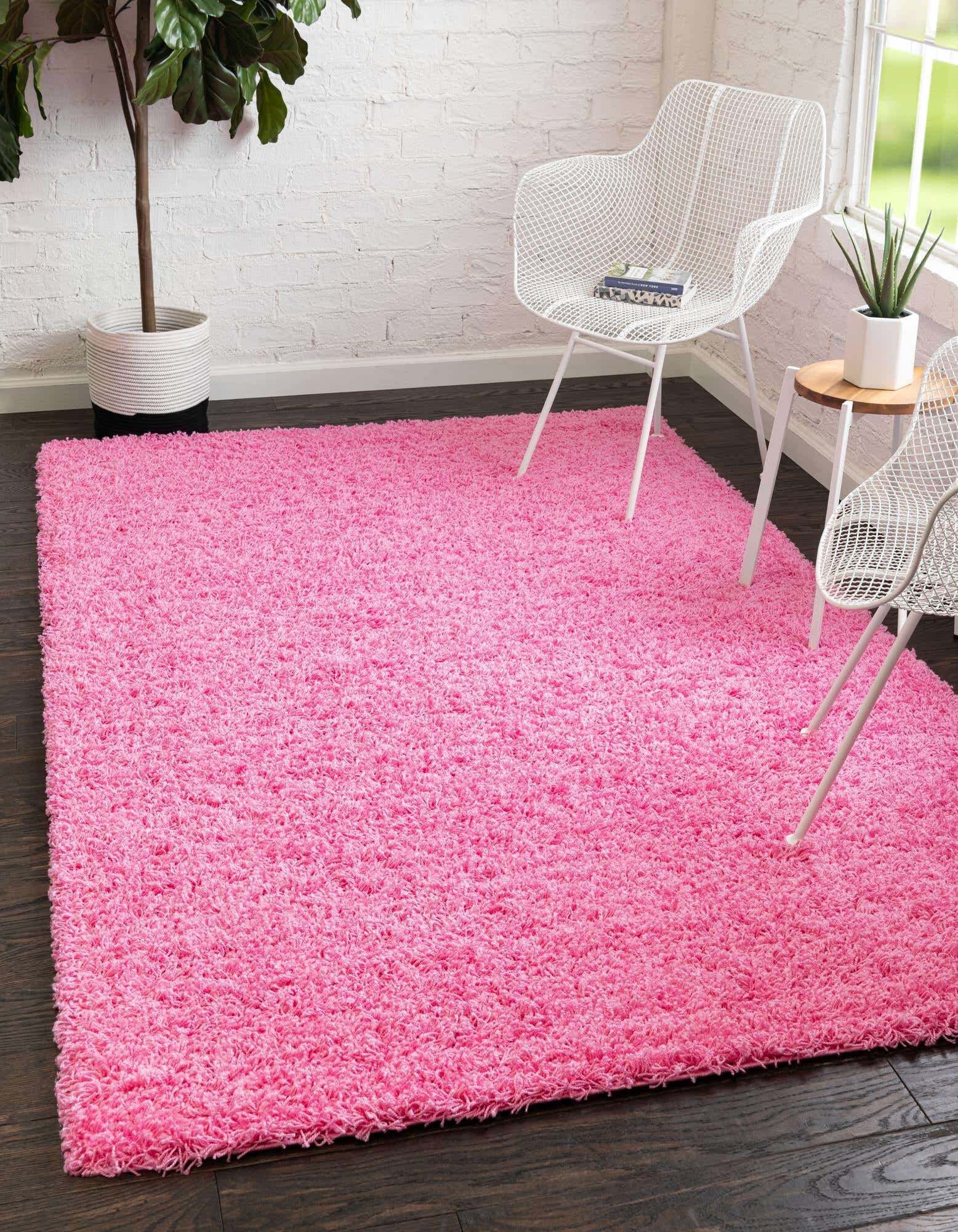 Peacock Large PINK Shaggy Rug 5 cm Thick Shag Pile Modern Etsy
