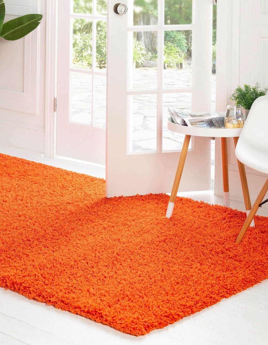 Peacock Large ORANGE Shaggy Rug 5 cm Thick Shag Pile Modern Etsy