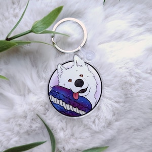 Samoyed & Macaron Acrylic Keychain Charm