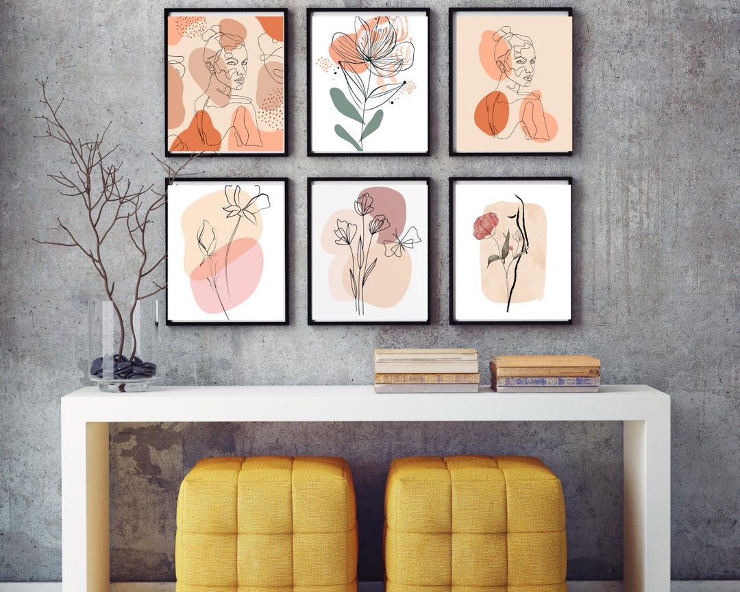 Minimalist Abstract Line Art Prints: Modern Boho Wall Decor (digital ...