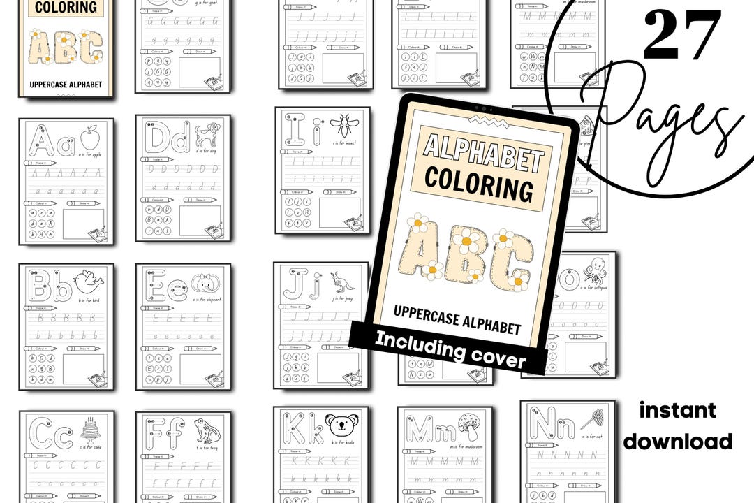 Alphabet Coloring Pages | Uppercase ABC Coloring Book for Kids ...