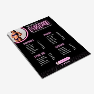 Neon Tip Menu Template for OnlyFans | Black & Pink Editable Canva Design
