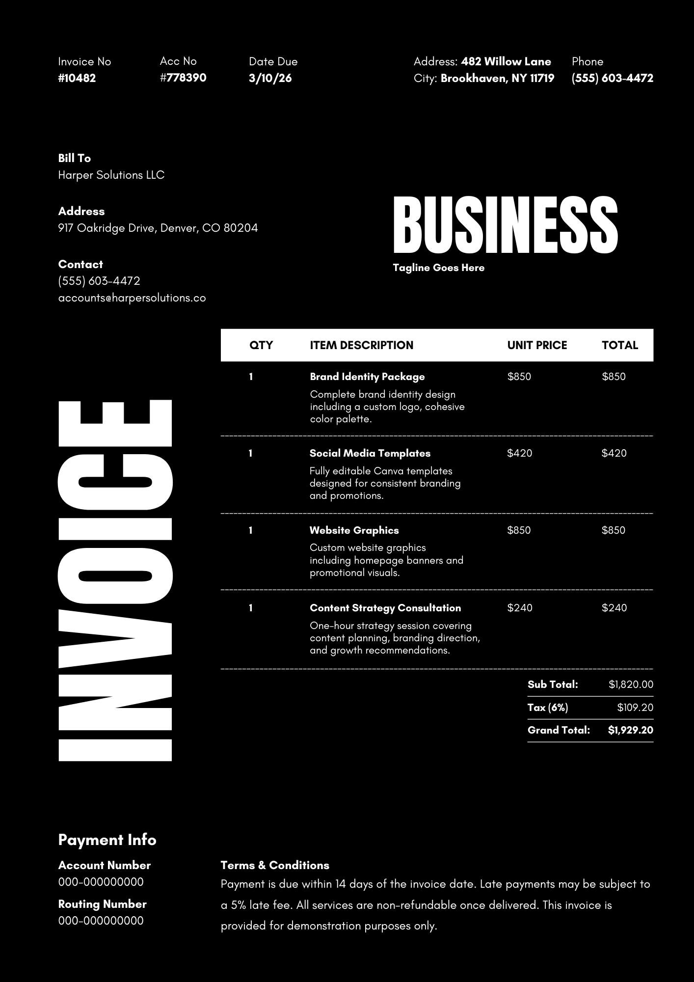 Invoice Template | Editable Canva Invoice Form for Small Business - Etsy