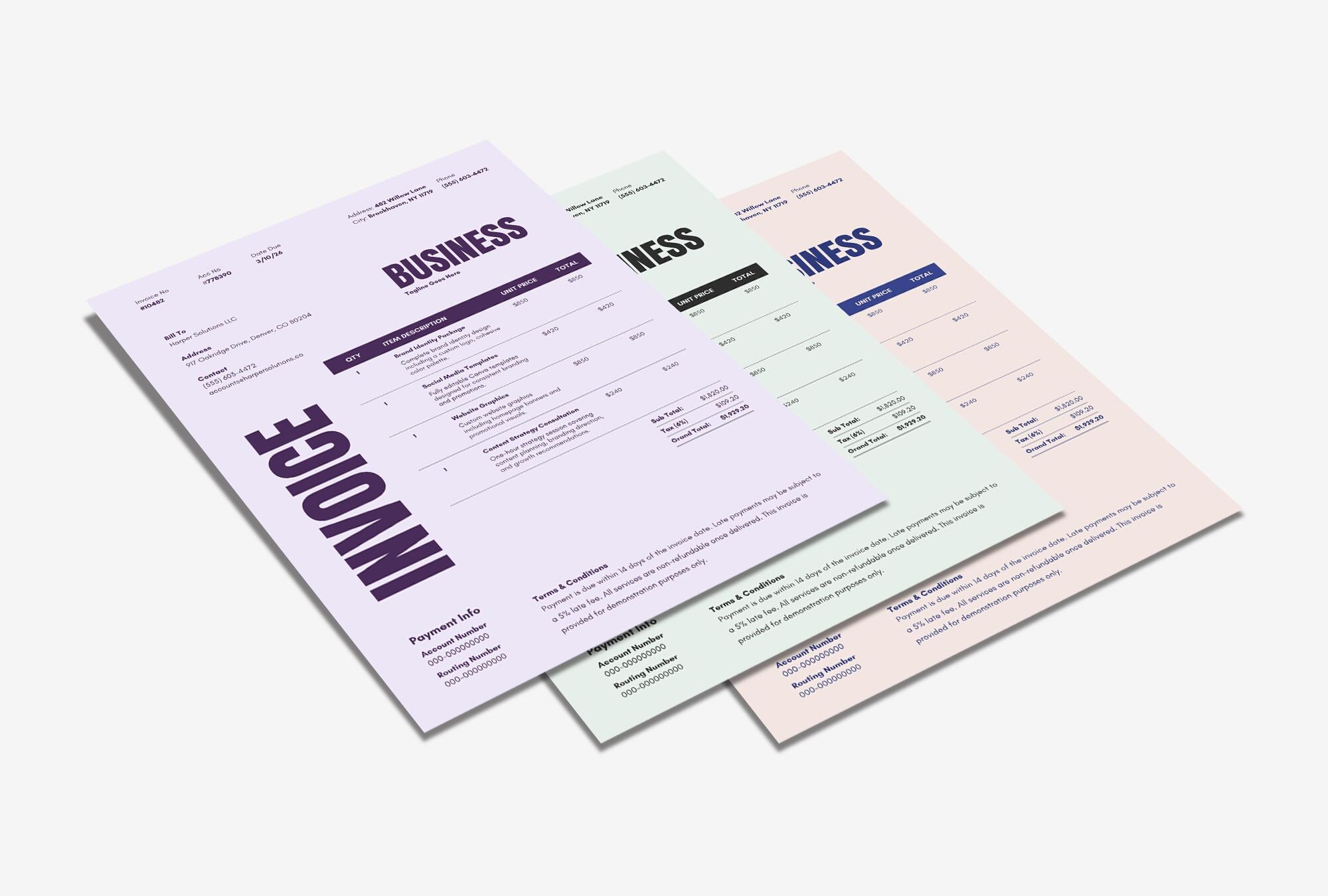 Invoice Template | Editable Canva Invoice Form for Small Business - Etsy