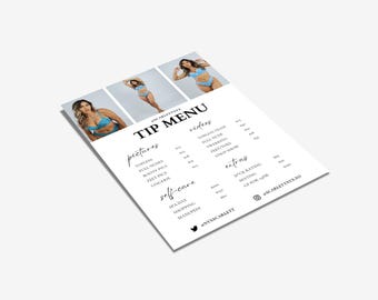 Onlyfans Tip Menu | Fully Editable Tip Menu For Onlyfans Creators | Classy Luxury Elegant