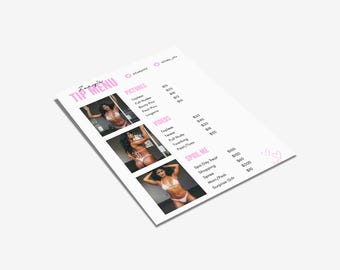 OnlyFans Tip Menu Template | Editable Price List Canva Template for Creators