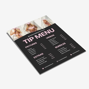 Onlyfans Tip Menu | Fully Editable Tip Menu For Onlyfans Creators