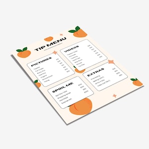Peach OnlyFans Menu Template | Editable Tip Menu Canva | Cute Price List for Content Creators
