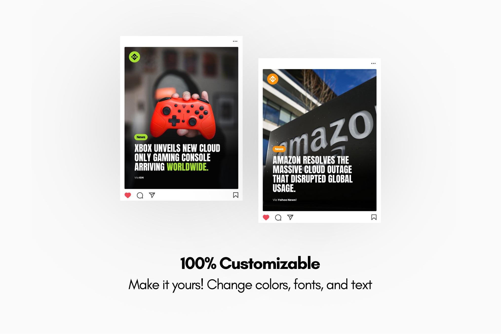 News Instagram Canva Templates | 19 Editable Post Templates for ...