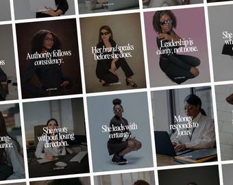 235 Girl Boss Quotes Instagram Canva Templates: Female Entrepreneur Social Media Posts, Minimalist Luxury Business Woman Feed Bundle