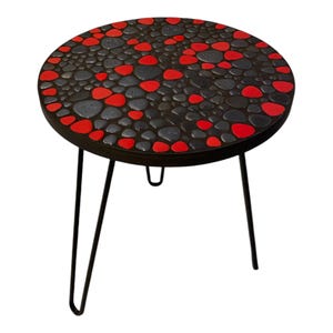Striking Red & Black Mosaic Coffee Table - Unique Mosaic Art Side Table - Handmade Mosaic Coffee Table - Unique Mosaic Style Decor