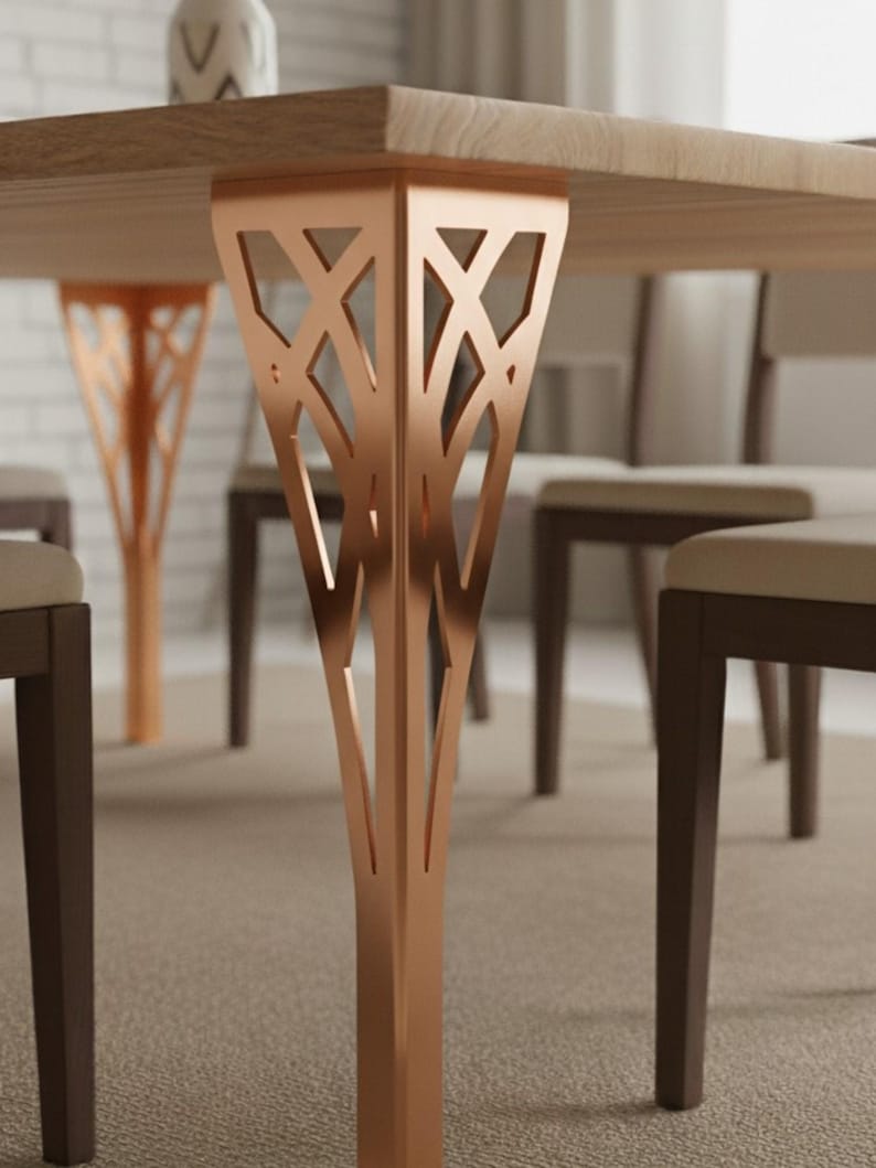Modern Laser Cut Metal Table Leg: Black Geometric Steel Furniture Base ...