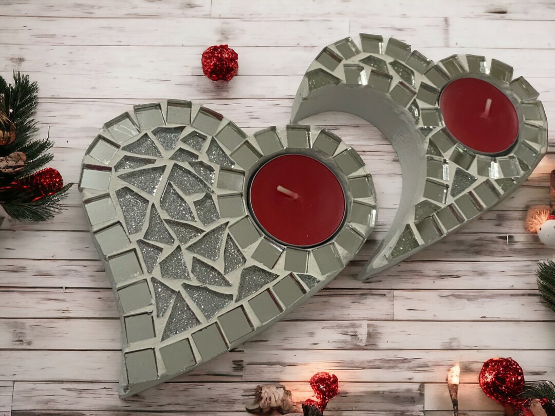Set of 2 Mosaic Tealight Candle Holder Glass Mosaic Candle Etsy