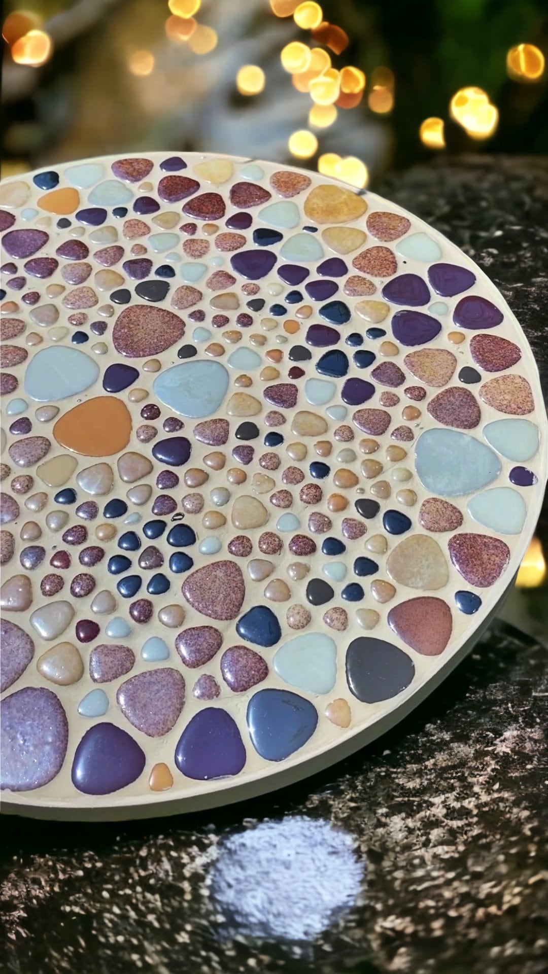 Handmade Mosaic Coffee Table - Outdoor Coffee Table - Stone Table - Unique Rustic Style Decor - Side Table - Mosaic Table - Outdoor Table