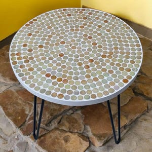 Iridescent Mosaic Coffee Table - Unique Handcrafted Decor - Artistic Patio Living Room Decor - Handmade Mosaic Coffee Table - Side Table