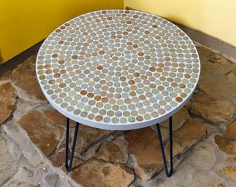 Iridescent Mosaic Coffee Table - Unique Handcrafted Decor - Artistic Patio Living Room Decor - Handmade Mosaic Coffee Table - Side Table